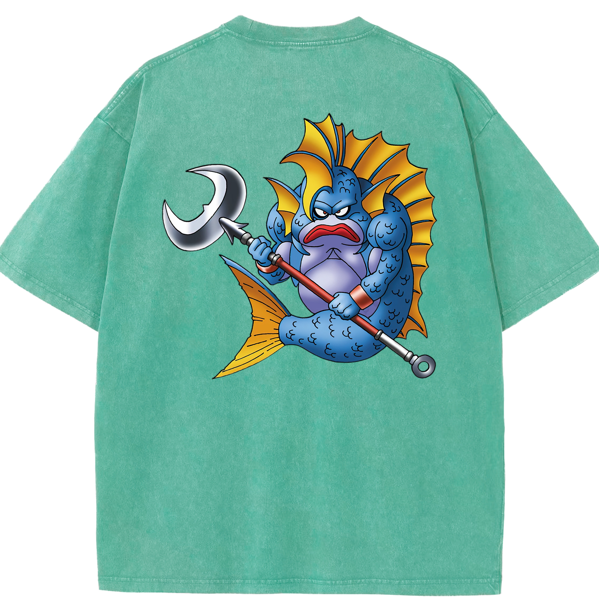 （画像用） ドラゴンクエスト Doragon Kuesuto Dragon Quest 綿100% ヴィンテージ風 半袖Tシャツ（背面プリント）